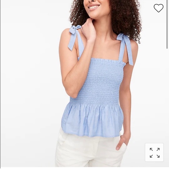 NWOT J. Crew Smocked Tie-Shoulder Tank Top M - Picture 2 of 4